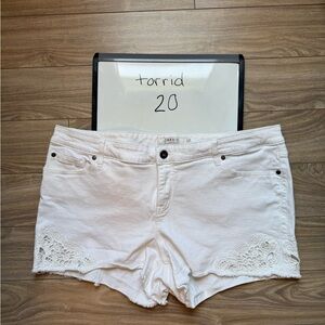 Torrid White Jean Shorts with lace trim 20